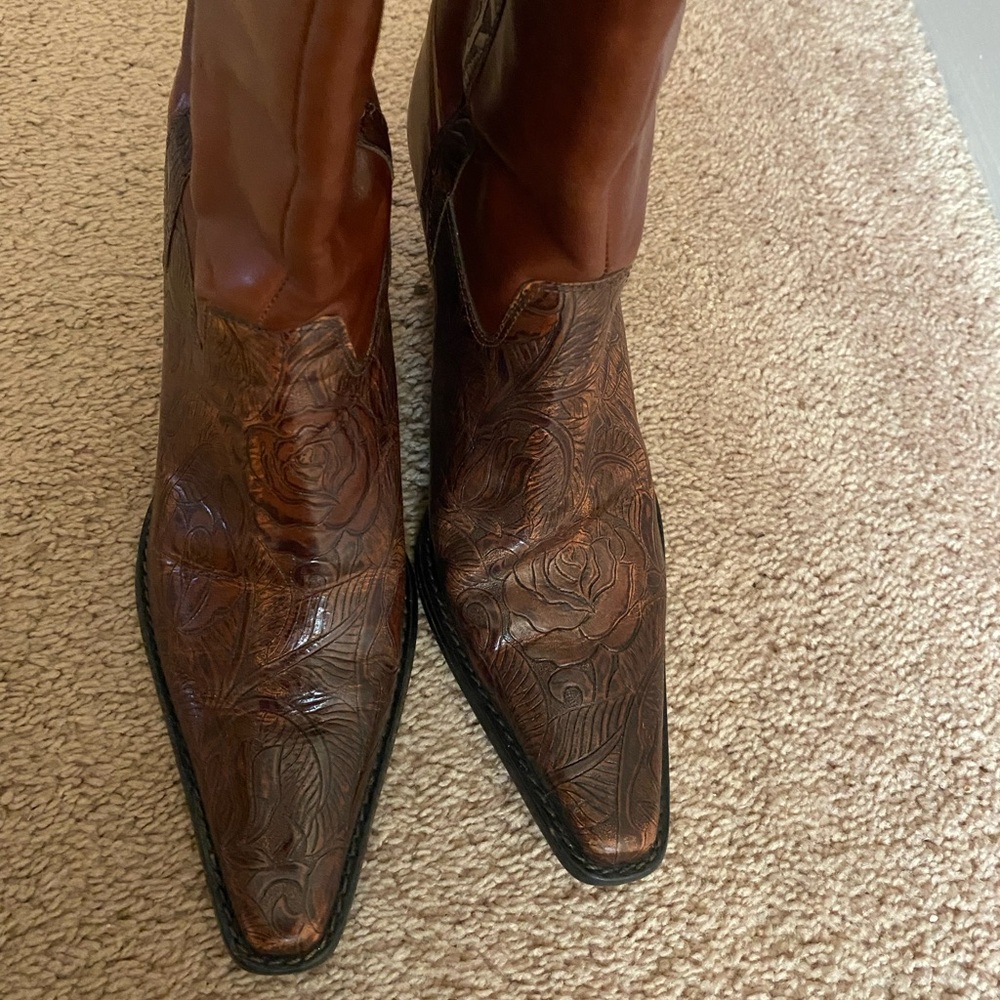Cute Camel and Brown Cowboy Boots